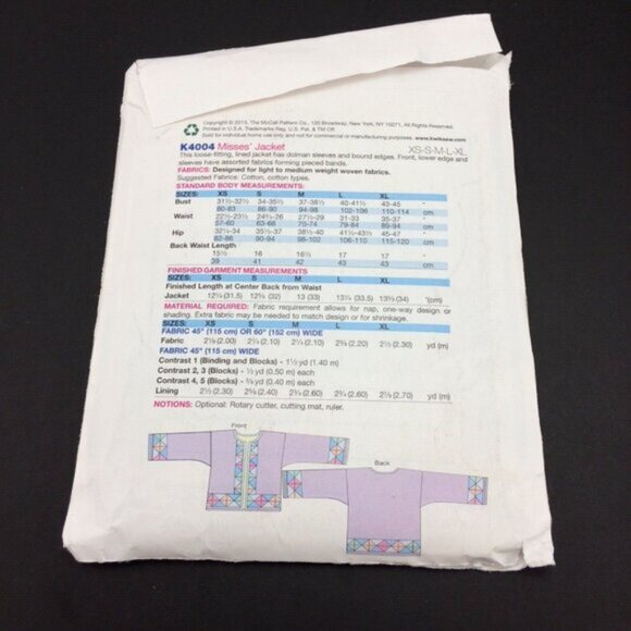 Kwik Sew Misses Jacket Pattern K4004 Uncut XS S M L XL Kerstin Martensson - Picture 3 of 10